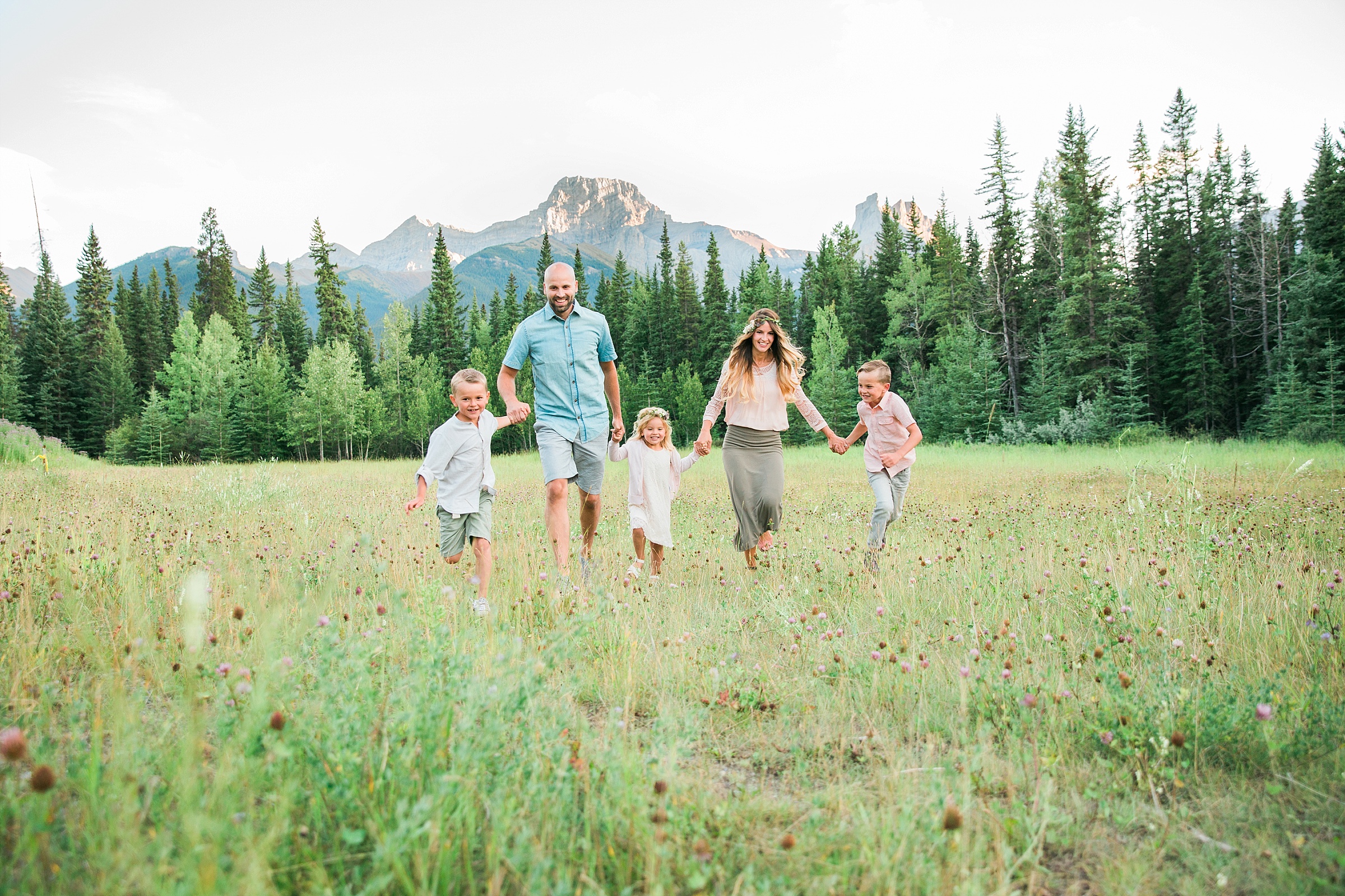 family running in field